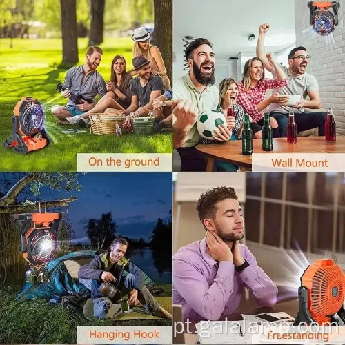 Poderoso ventilador portátil com luz de acampamento embutida